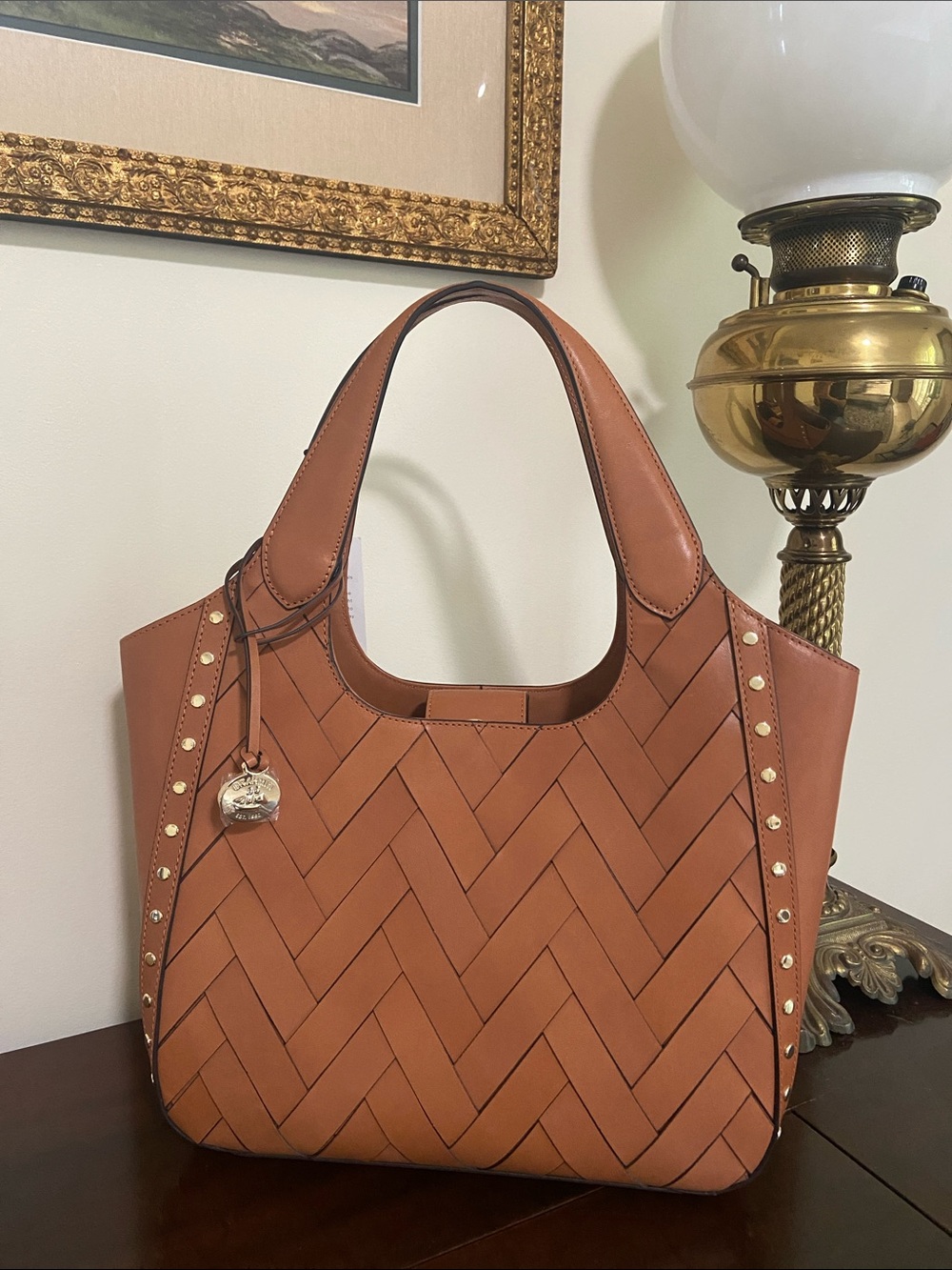 BRAHMIN Small Carla Tan Nelani handbag. A great Fall fashion statement piece.